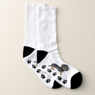 Black And Tan Wire Haired Dachshund Dog With Paws Socks