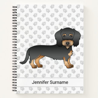 Black And Tan Wire Haired Dachshund Dog With Text Notebook
