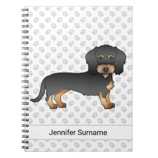 Black And Tan Wire Haired Dachshund Dog With Text Notebook