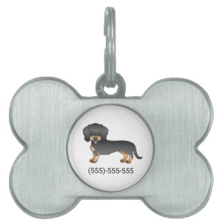 Black And Tan Wire Haired Dachshund &amp; Phone Number Pet ID Tag
