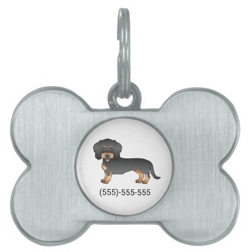 Black And Tan Wire Haired Dachshund  Phone Number Pet ID Tag