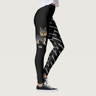 Black And Tan Yorkie & Dog's Name And Breed Leggings