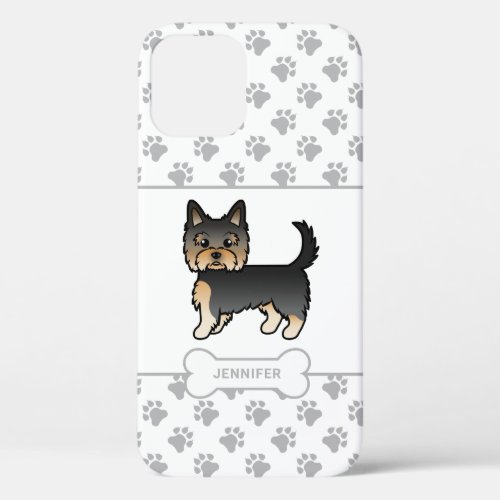 Black And Tan Yorkie With Paws Dog Bone  Name iPhone 12 Case