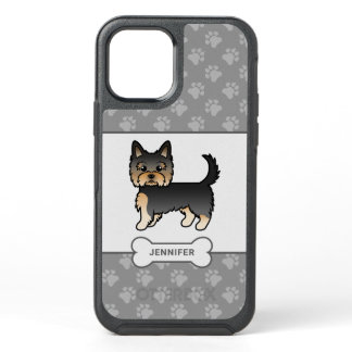 Black And Tan Yorkie With Paws, Dog Bone &amp; Name OtterBox Symmetry iPhone 12 Case