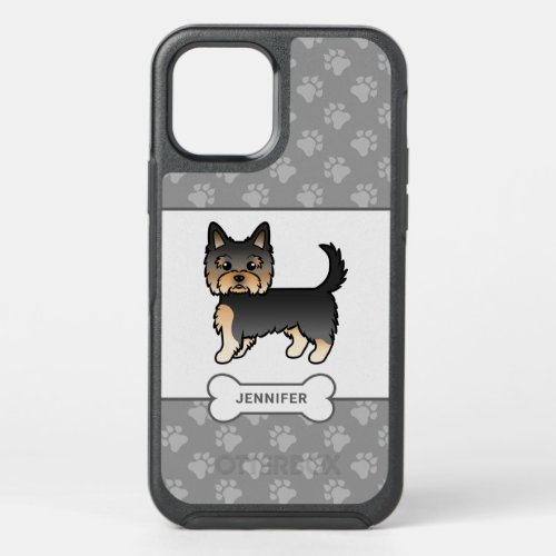 Black And Tan Yorkie With Paws Dog Bone  Name OtterBox Symmetry iPhone 12 Case