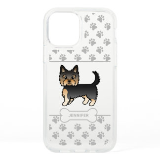 Black And Tan Yorkie With Paws, Dog Bone &amp; Name Speck iPhone 12 Case