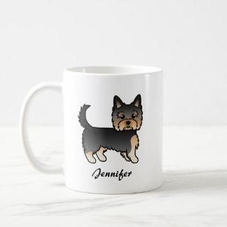 Black And Tan Yorkshire Terrier Cartoon Dog &amp; Name Coffee Mug