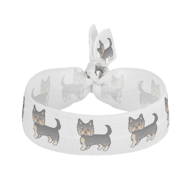Black And Tan Yorkshire Terrier Cartoon Dogs Elastic Hair Tie (Front)