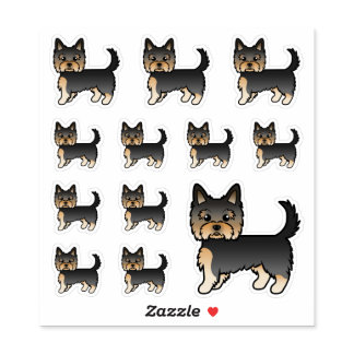 Black And Tan Yorkshire Terrier Cartoon Dogs Sticker