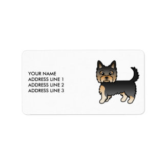 Black And Tan Yorkshire Terrier Dog &amp; Custom Text Label