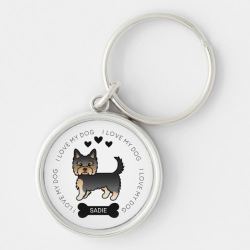 Black And Tan Yorkshire Terrier Dog Love  Name Keychain