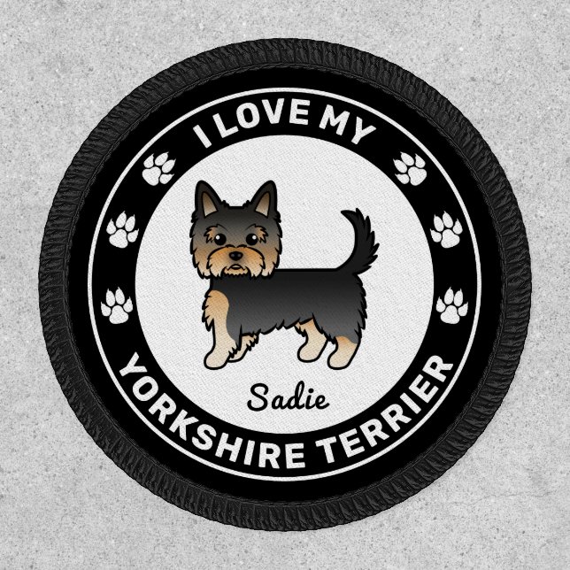 Black And Tan Yorkshire Terrier Dog Love & Text Patch (Front)