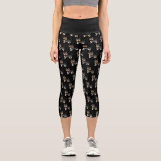 Black And Tan Yorkshire Terrier Dog Pattern Capri Leggings