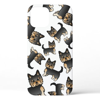 Black And Tan Yorkshire Terrier Dog Pattern iPhone 12 Case