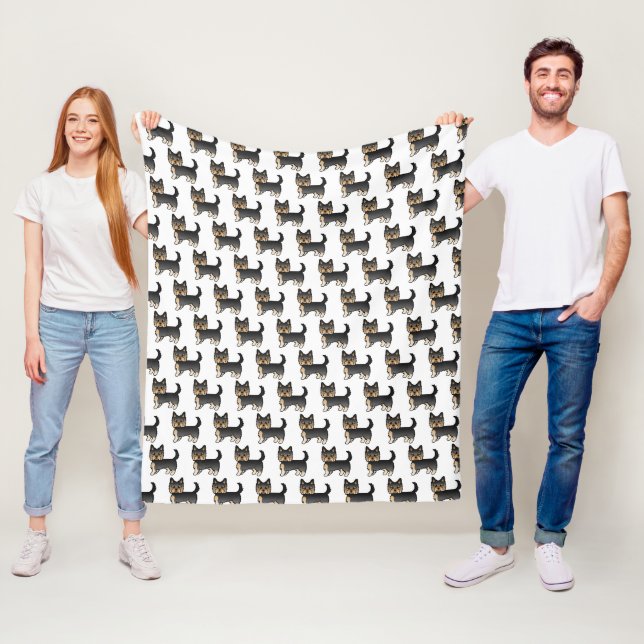 Black And Tan Yorkshire Terrier Dog Pattern Fleece Blanket (In Situ)
