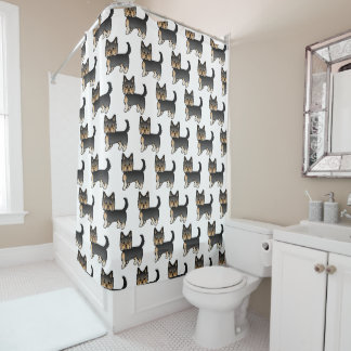 Black And Tan Yorkshire Terrier Dog Pattern Shower Curtain