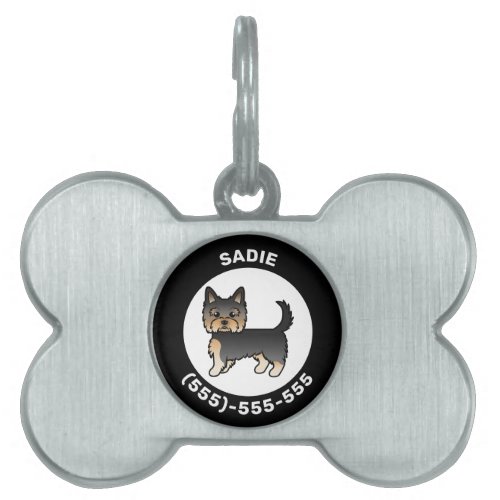 Black And Tan Yorkshire Terrier With Name  Number Pet ID Tag
