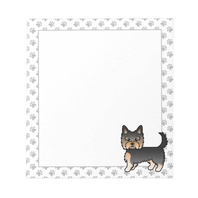 Black And Tan Yorkshire Terrier Yorkie Cartoon Dog Notepad (Front)