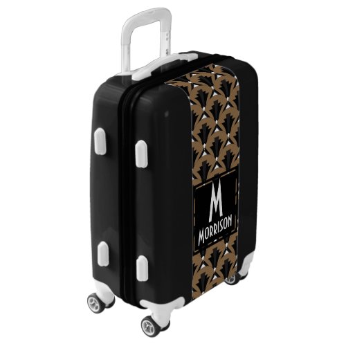 Black and Taupe 1920s Vintage Pattern Personalized Luggage