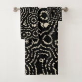 Black Damask Bath towels, black damask, black towels, hand towels, cream,  ivory, bathroom, black and cream, towels, bath towels