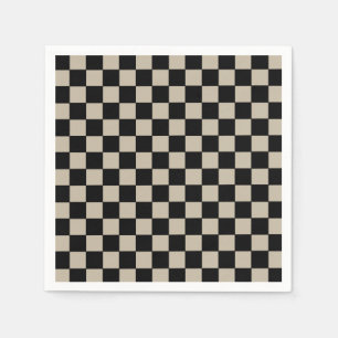 Black and Taupe Checkered Napkins
