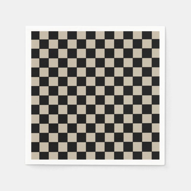 Black and Taupe Checkered Napkins (Front)