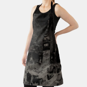 Black and Taupe Distressed Skyline Venice Italy Apron