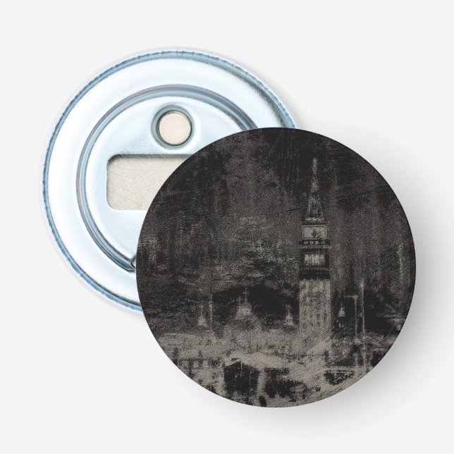 Black and Taupe Distressed Skyline Venice Italy Bottle Opener (Front)