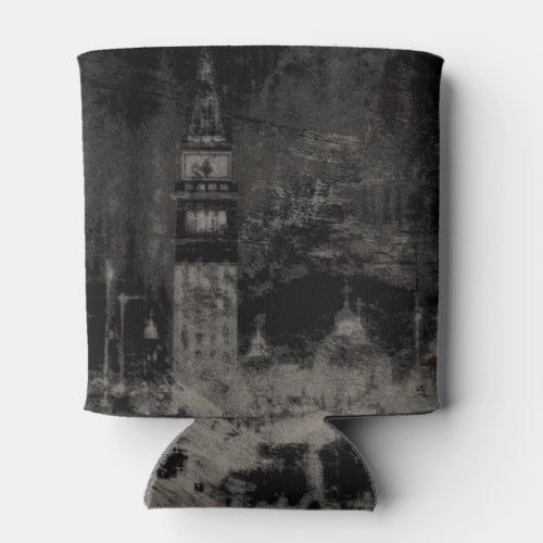 Black and Taupe Distressed Skyline Venice Italy Can Cooler