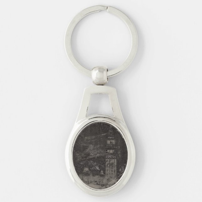 Black and Taupe Distressed Skyline Venice Italy Keychain (Front)
