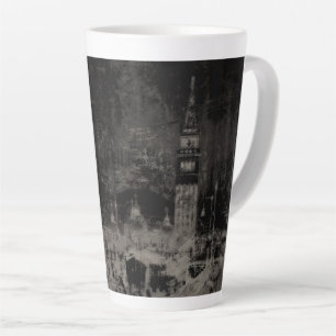 Black and Taupe Distressed Skyline Venice Italy Latte Mug