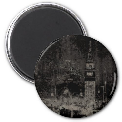 Black and Taupe Distressed Skyline Venice Italy Magnet