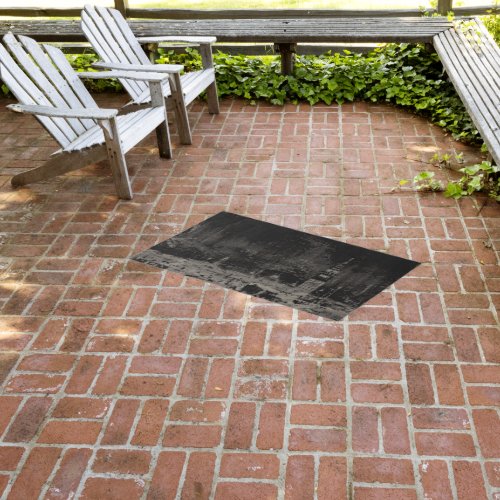 Black and Taupe Distressed Skyline Venice Italy Outdoor Rug