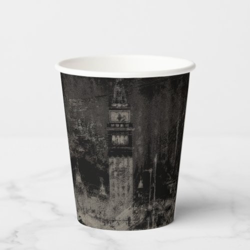 Black and Taupe Distressed Skyline Venice Italy Paper Cups