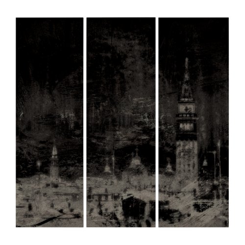 Black and Taupe Distressed Skyline Venice Italy Triptych
