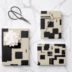 Black and Taupe squares Wrapping Paper Sheets