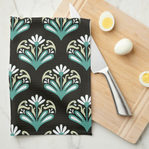 Black and Teal Art Deco Kitchen Towel
