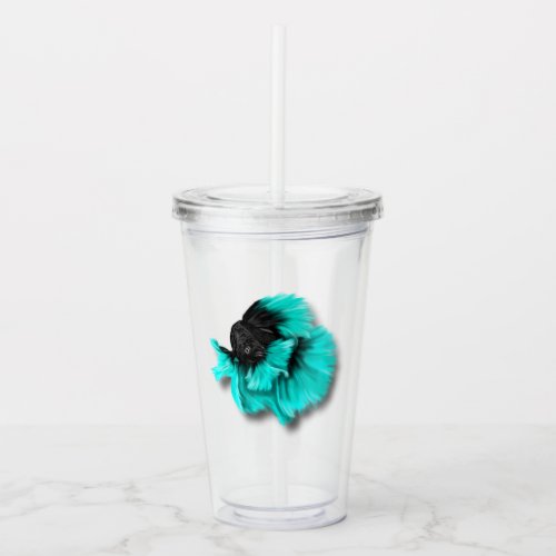 Black and Teal Betta Fish Acrylic Tumbler