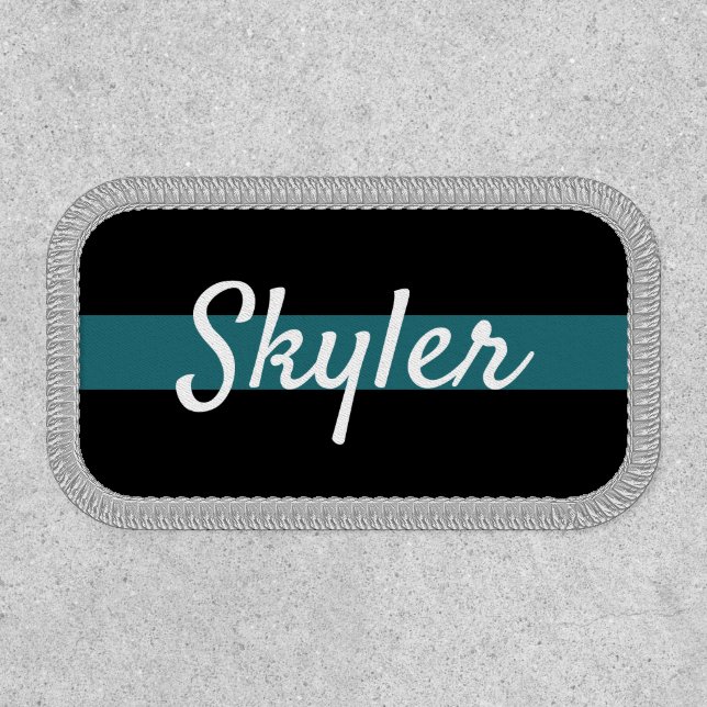 Black and teal blue custom name patches (Front)
