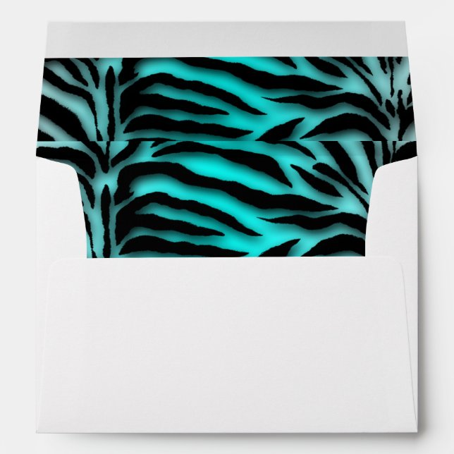 Black and Teal Blue Zebra Envelope (Back (Bottom))