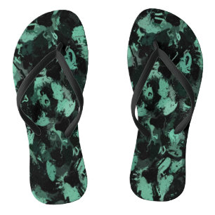 Black and Teal Flip Flops