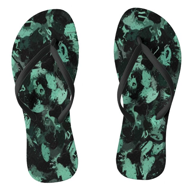 Black and Teal Flip Flops (Footbed)