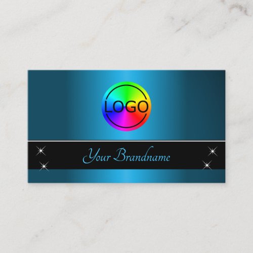 Black and Teal Gradient with Logo Professional Business Card