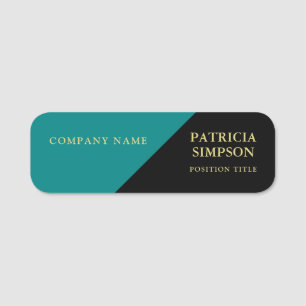 Black And Teal Green: Distinguished & Professional Name Tag