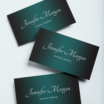 Black And Teal Green Elegant Ombre Business Card by annaleeblysse at Zazzle