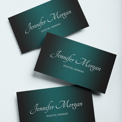 Black and Teal Green Elegant Ombre Business Card