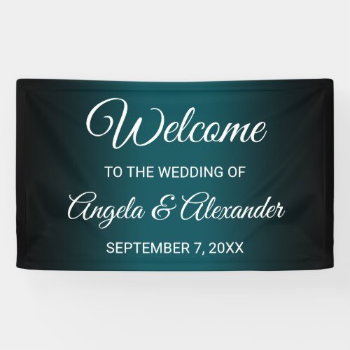 Black and Teal Green Gradient Wedding Banner