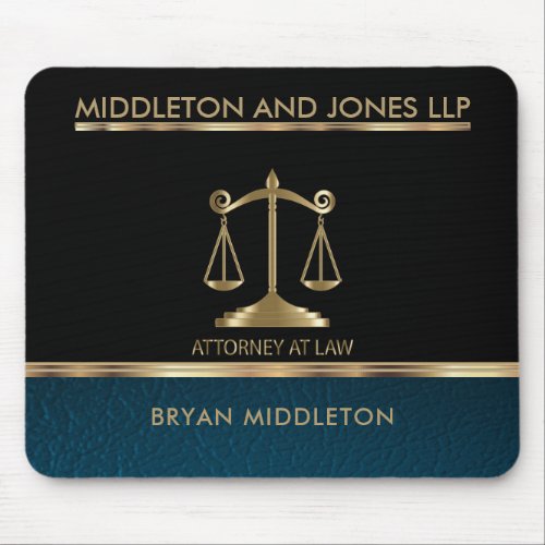 Black and Teal Leather Law Firm Designs Mouse Pad