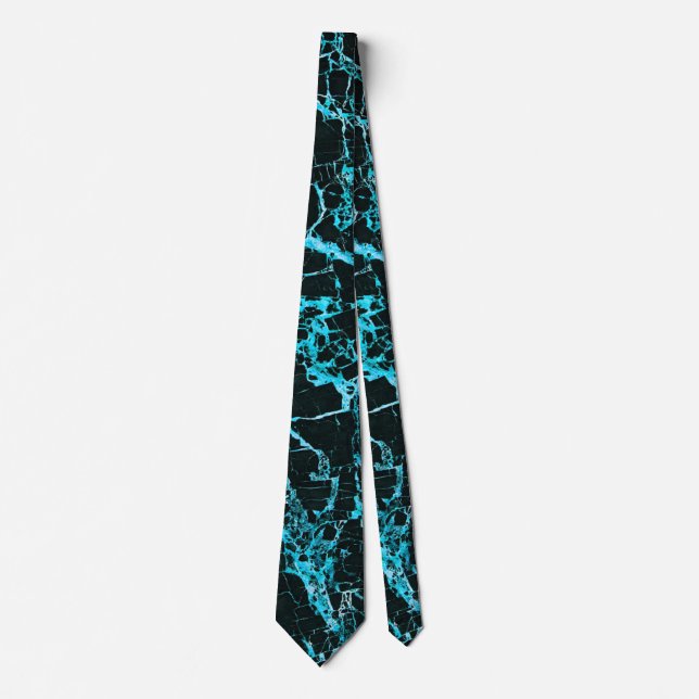 Black and Teal Marble, Neck Tie (Front)