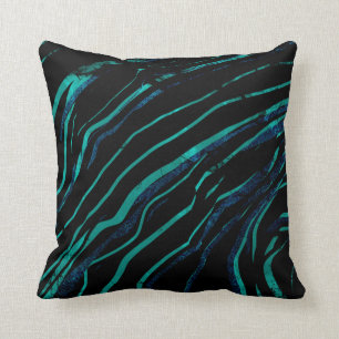 Black and Teal Marble Throw Pillow